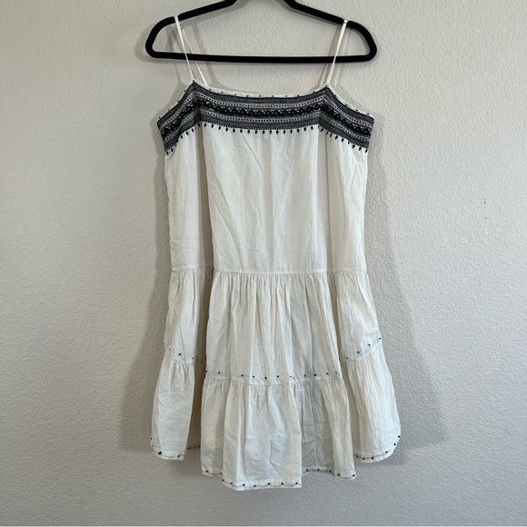 J.Crew M Embroidered Siesta Drop Waist Spaghetti Strap Mini Dress Cream - Picture 2 of 15